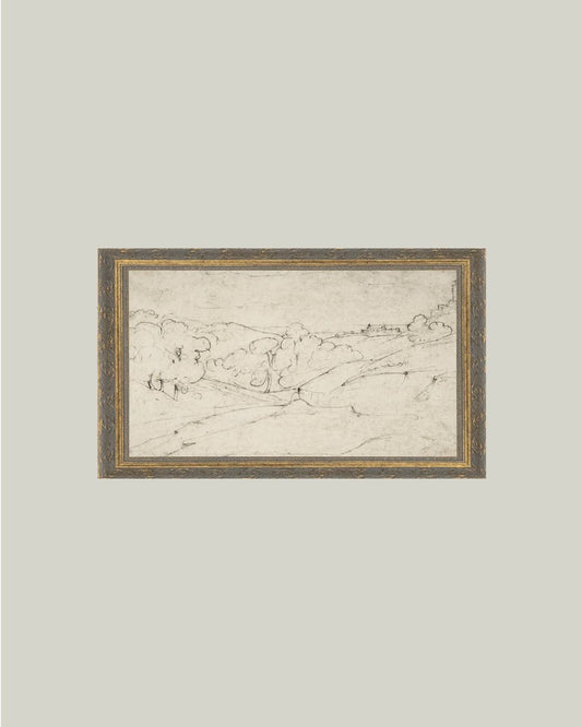 Rolling Hills Sketch Framed Antique Art - Luxe B Co
