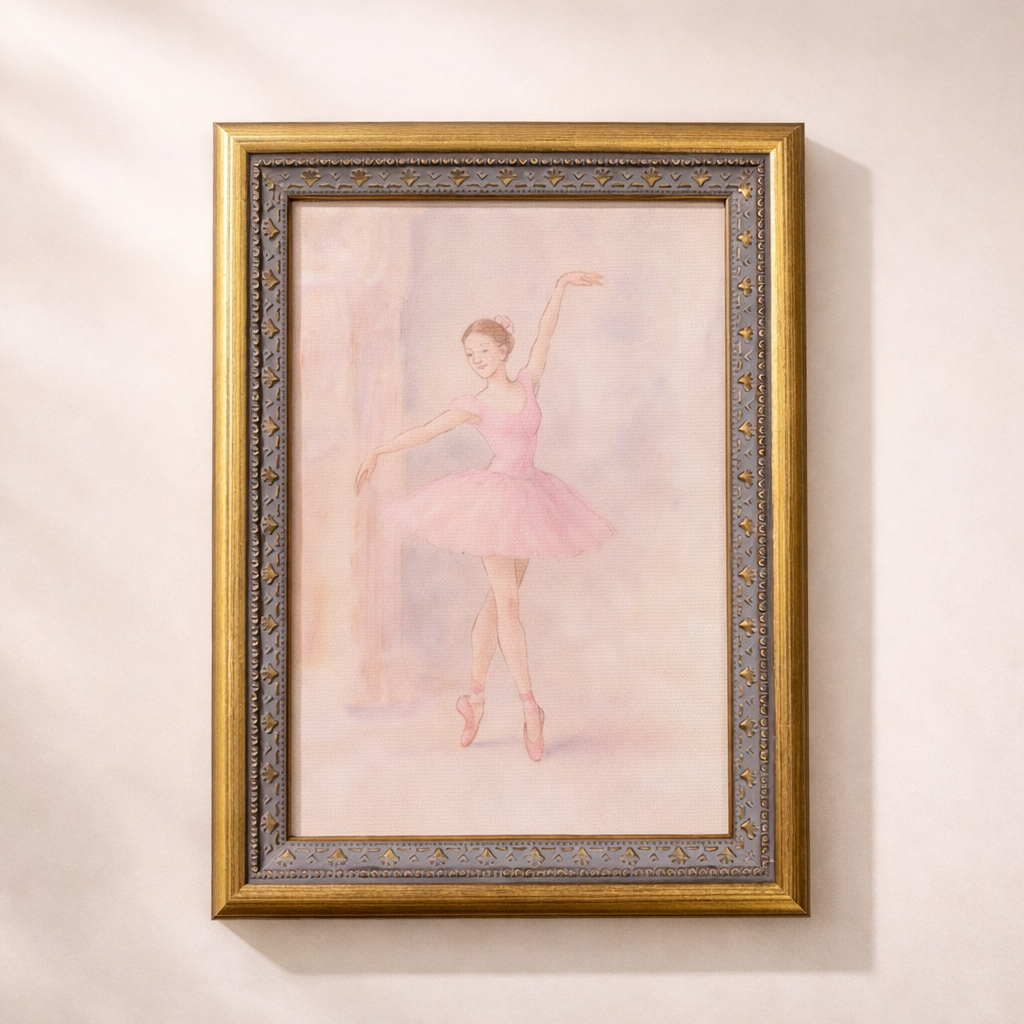 Antique-inspired brass mould framed art featuring a delicate rose design, by Luxe B Co. Elegant floral wall decor.