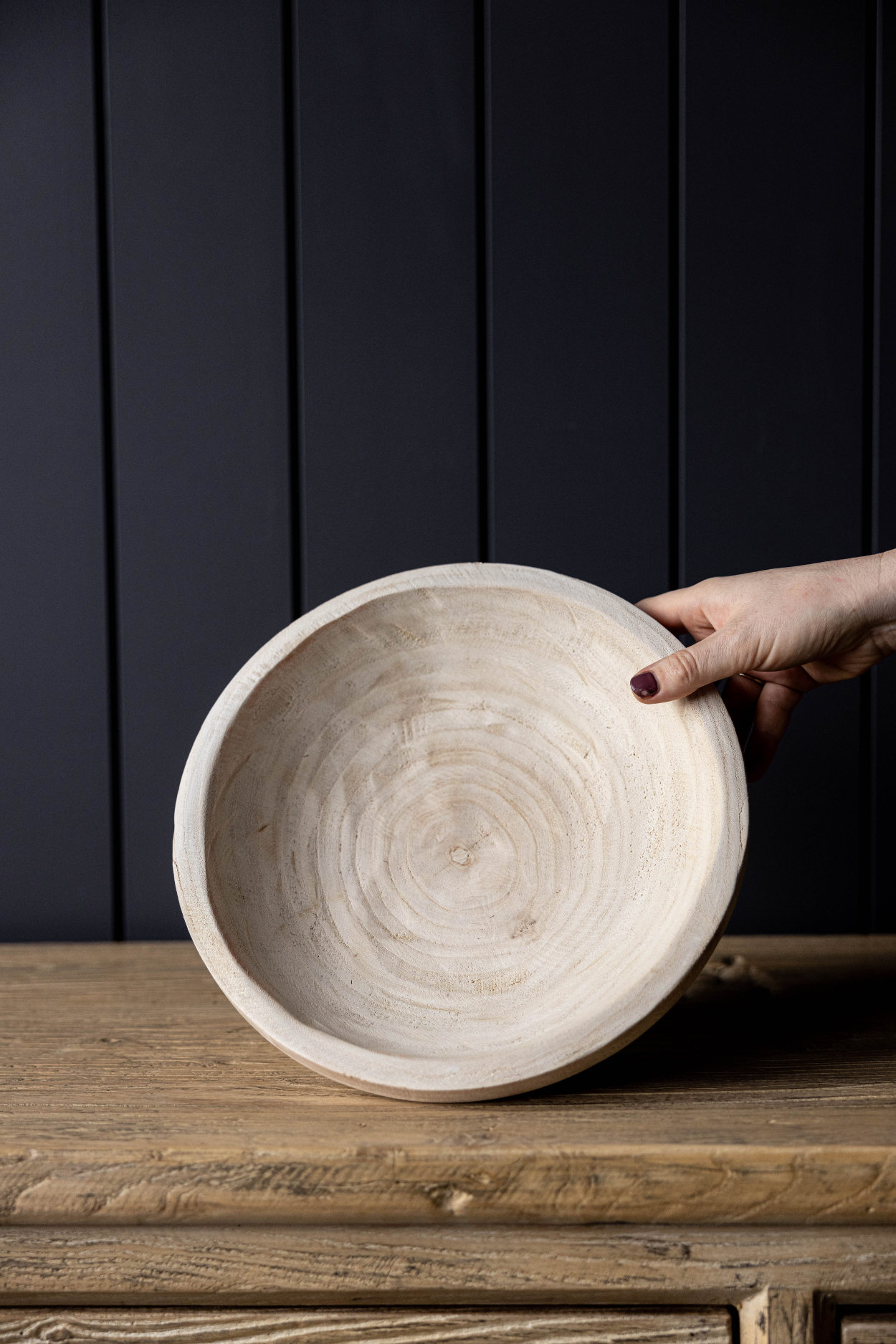 Round Decorative Paulownia Wood Footed Bowl | By Luxe B Co