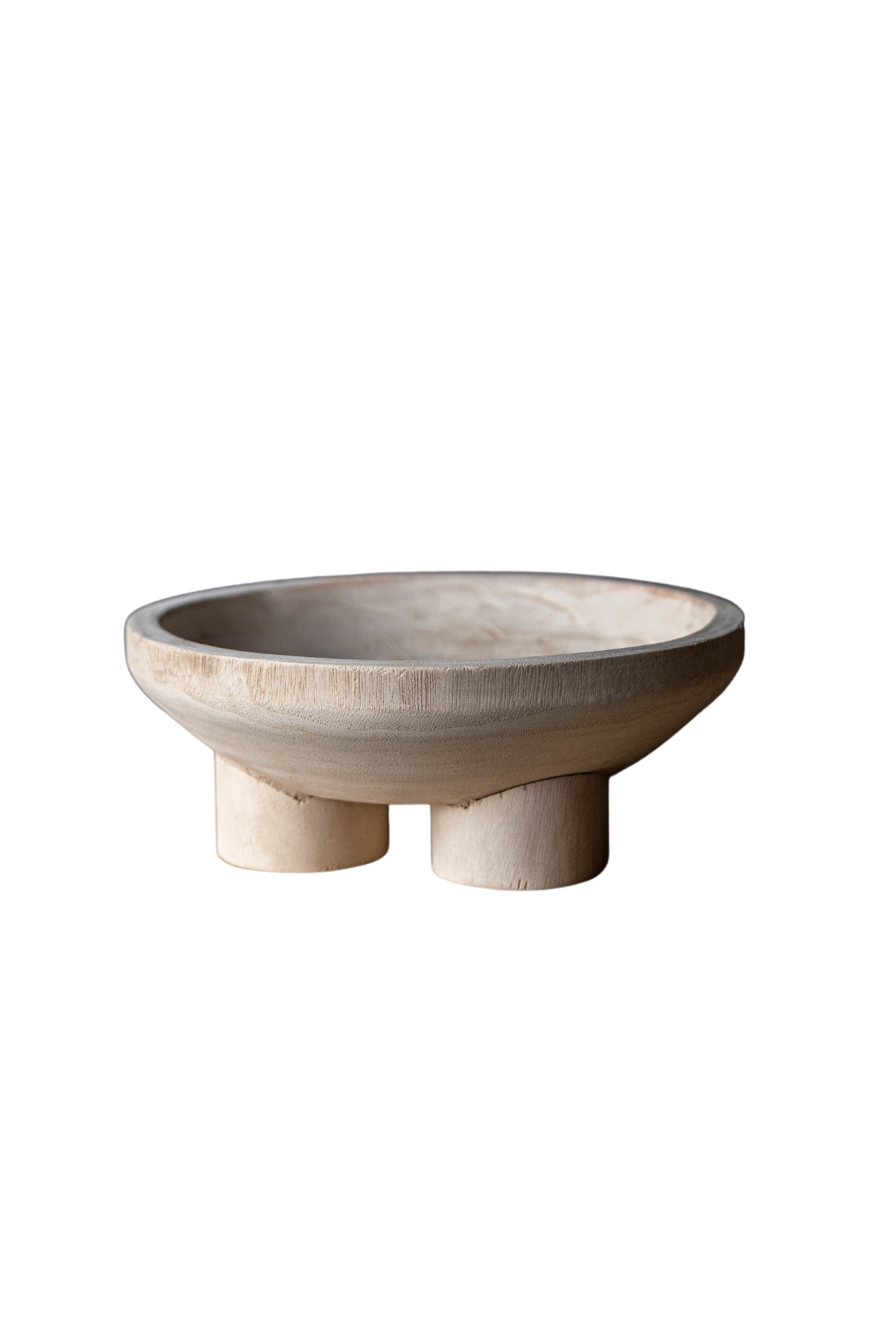 Round Decorative Paulownia Wood Footed Bowl | By Luxe B Co