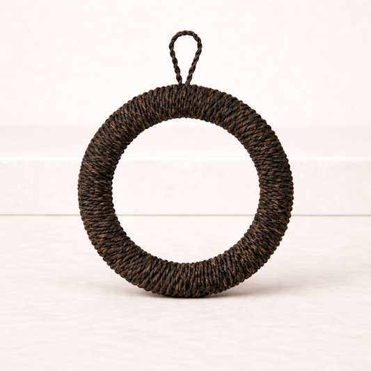 Round Black Hand-Woven Abaca Rope Trivet | By Luxe B Co. 