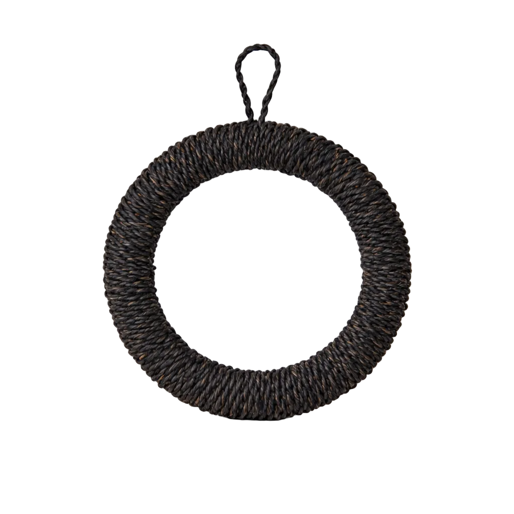 Round Black Hand-Woven Abaca Rope Trivet By Luxe B Co.
