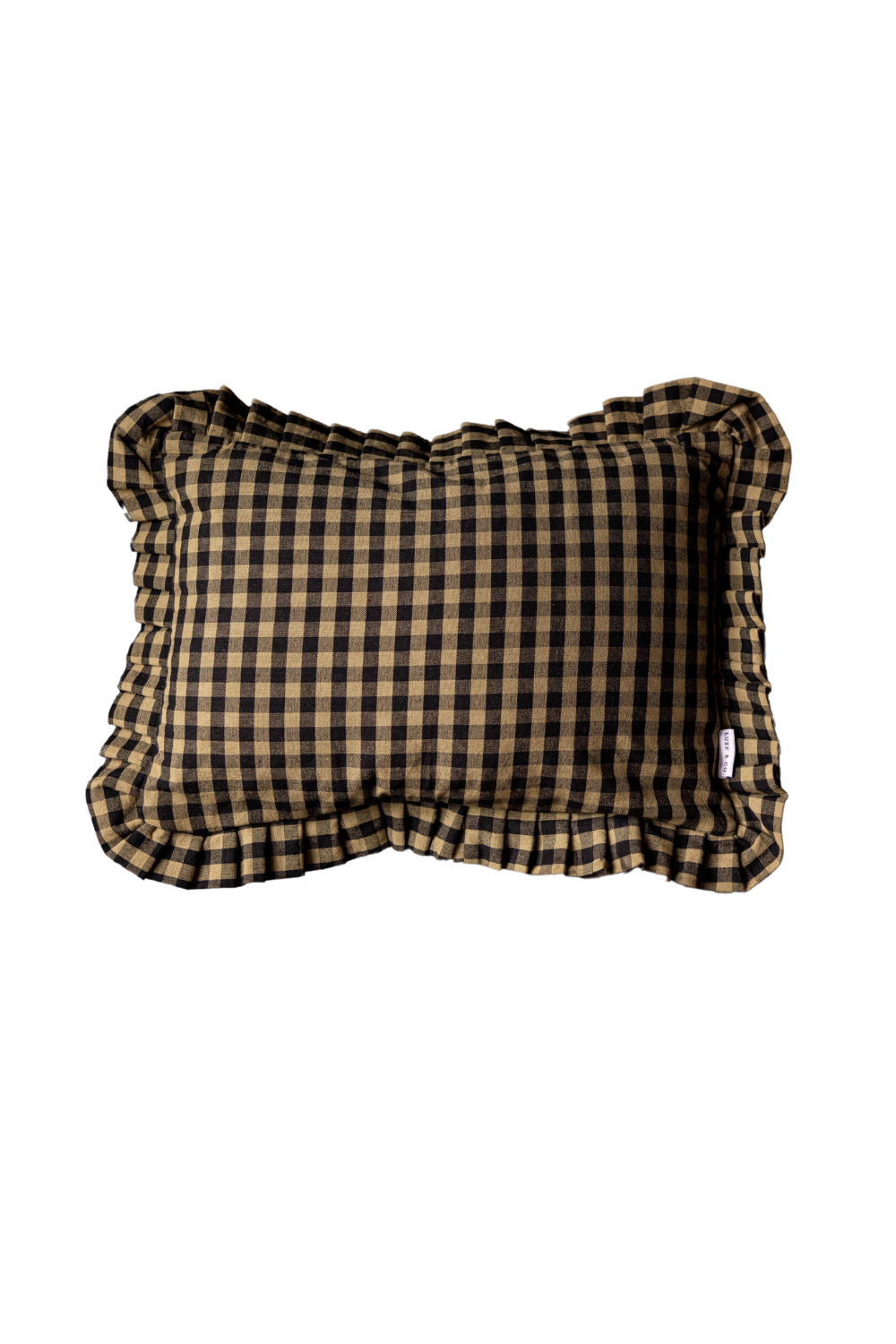 Ruffle Lumbar Pillow Shame Olive Green Gingham - Luxe B Co