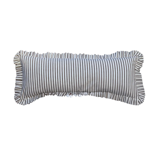 Ruffle Bolster Cover Olive Stripes By Luxe B Co.