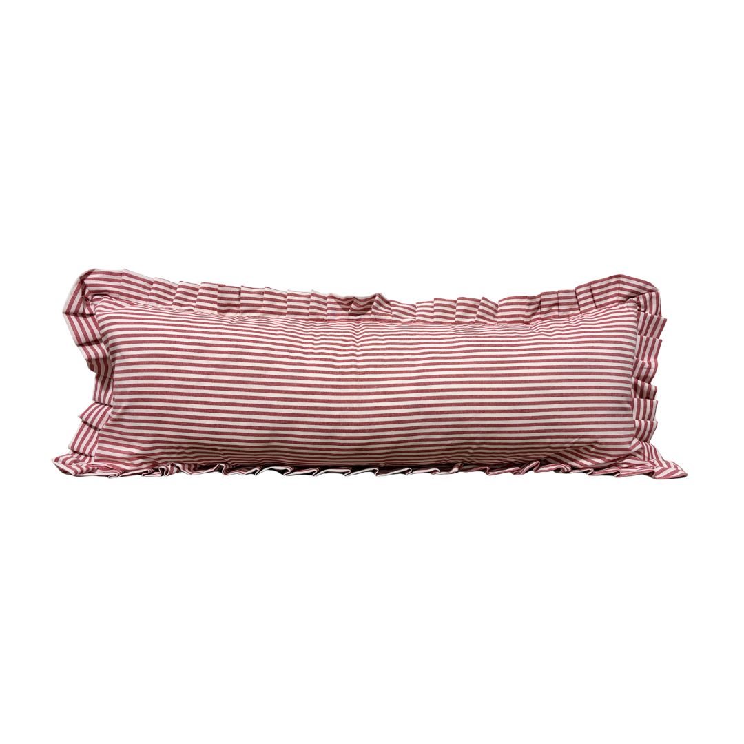 Ruffle Bolster Cover Red Stripes By Luxe B Co. 