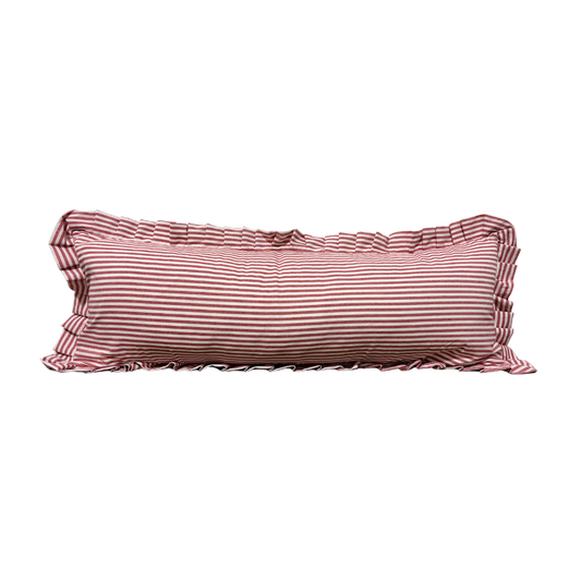 Ruffle Bolster Cover Red Stripes By Luxe B Co. 