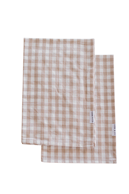 Beige Gingham Kitchen Dish Towel - Luxe B Co