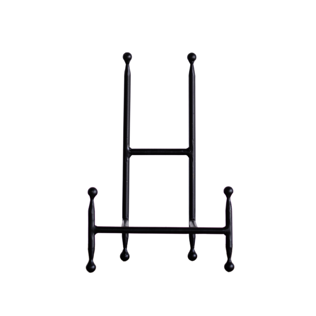 Luxe B Co Iron Cookbook Stand with square design, holding open cookbooks in a modern kitchen setting.