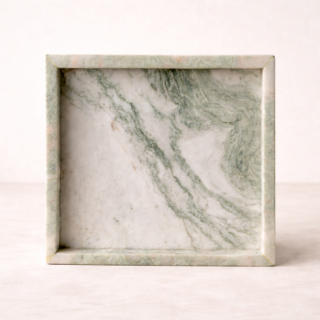 Sage Green Marble Square Tray | By Luxe B Co.