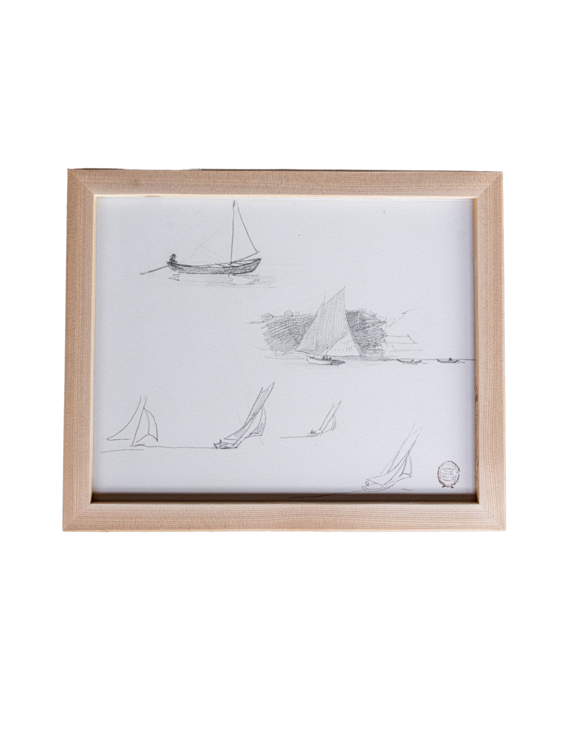 Sailboat Blueprints Pine Framed Art | By Luxe B Co.