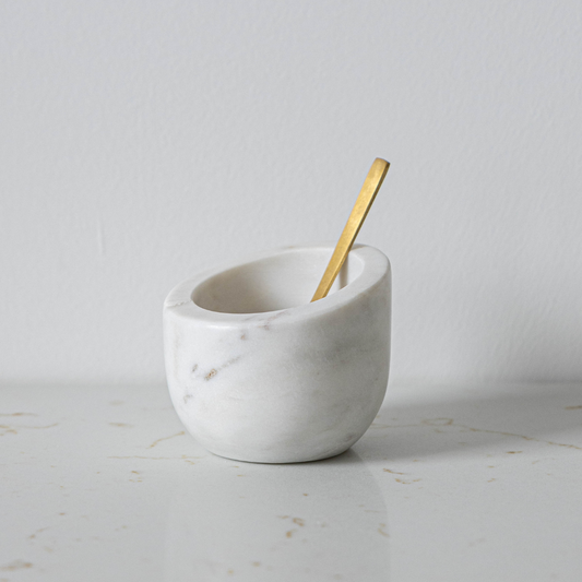 Marble Salt Cellar with Brass Spoon | By Luxe B Co. 