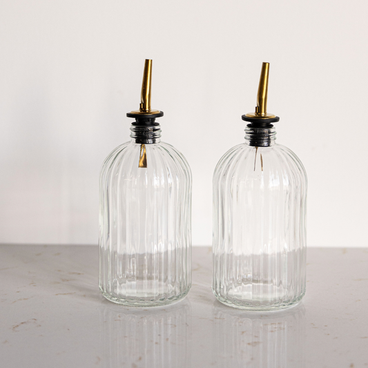 Scallop Olive Oil & Vinegar Glass Bottles, 16 oz | Luxe B Co.
