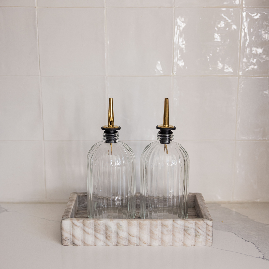 Scallop Olive Oil & Vinegar Glass Bottles | By Luxe B Co.