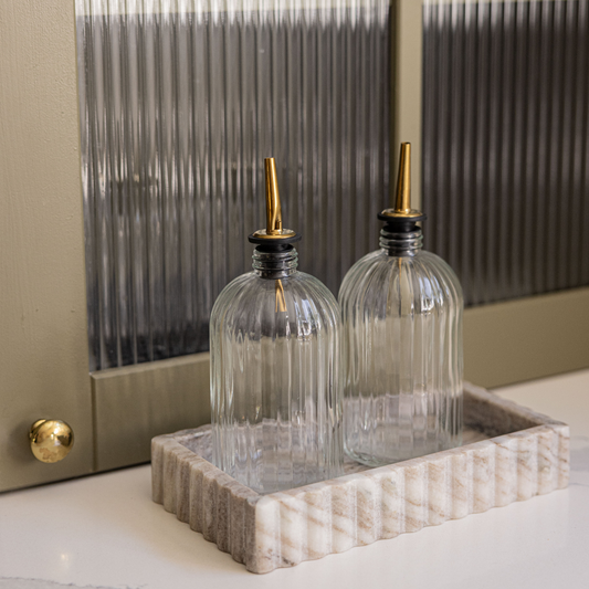 Scallop Olive Oil & Vinegar Glass Bottles | By Luxe B Co.