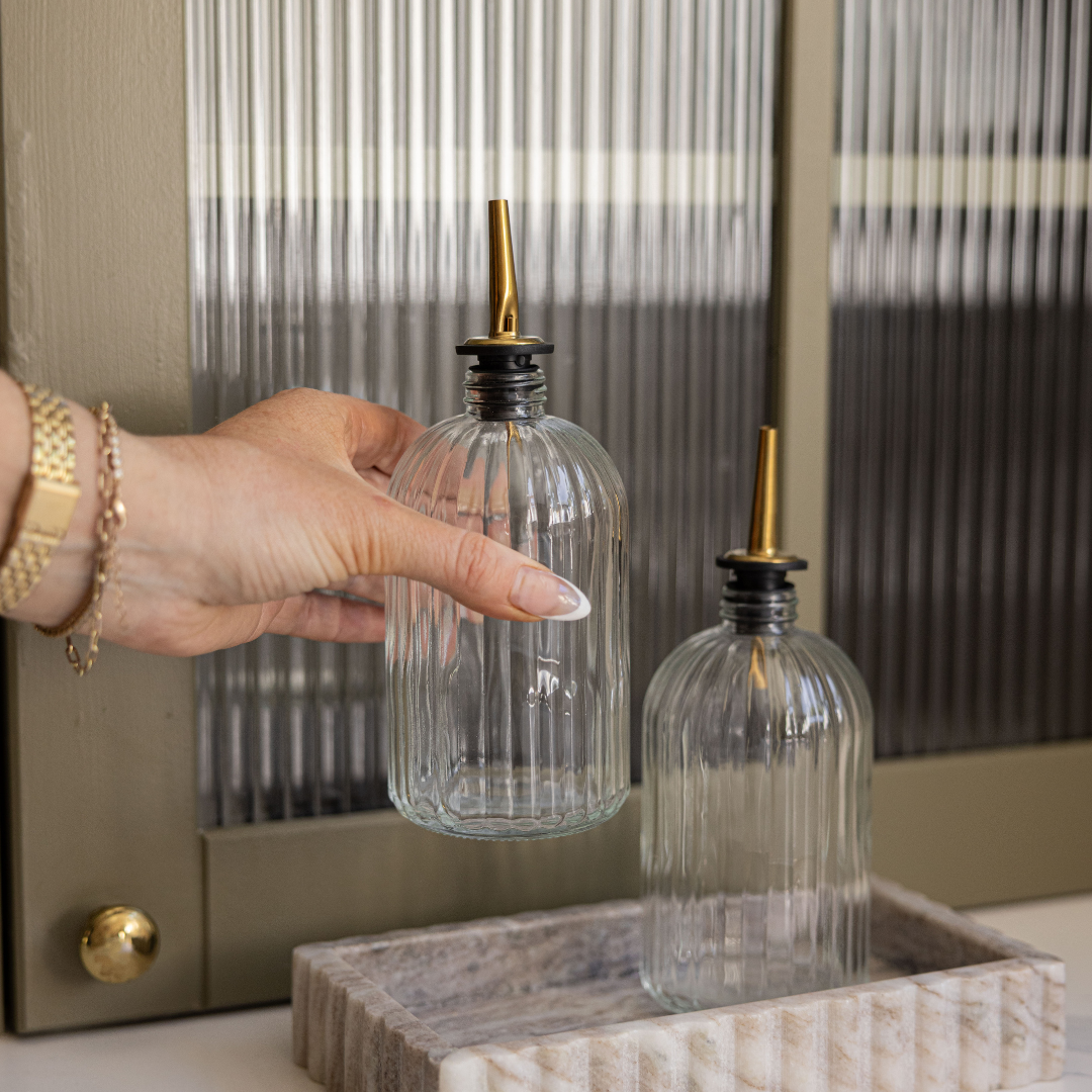 Scallop Olive Oil & Vinegar Glass Bottles | By Luxe B Co.