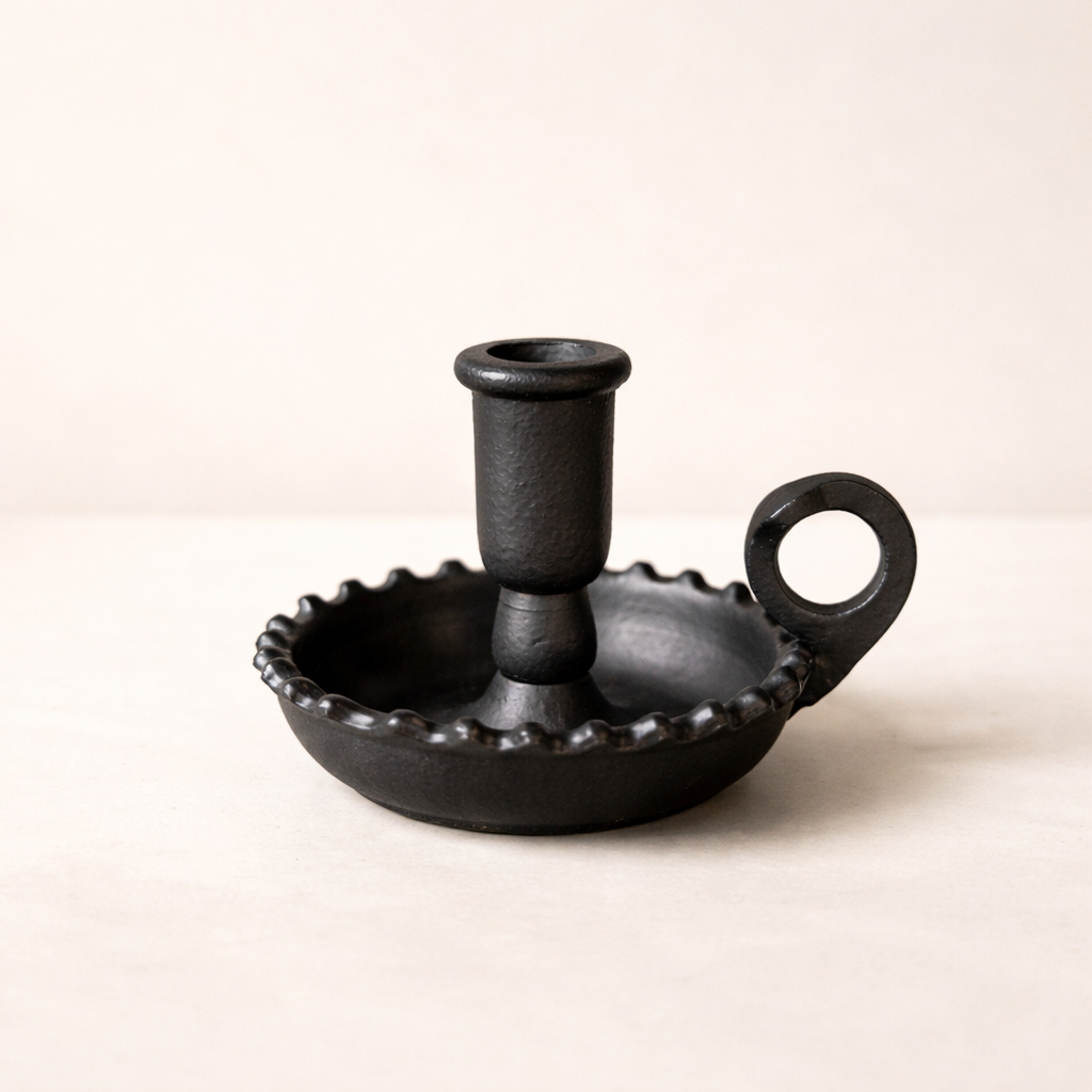 Scalloped Black Iron Candle Holder | By Luxe B Co.