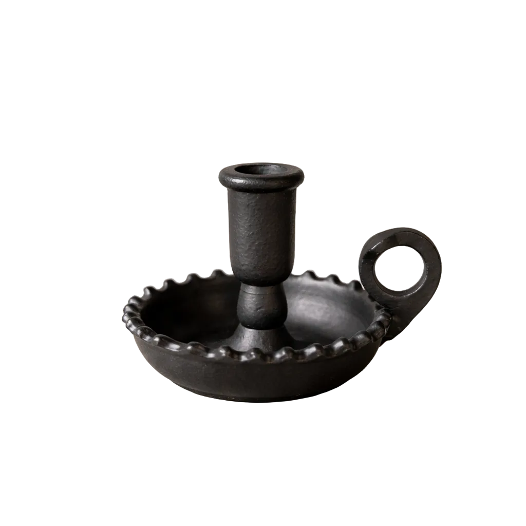 Scalloped Black Iron Candle Holder | By Luxe B Co.