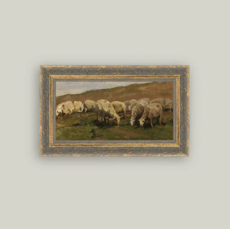 Sheep Landscape Framed Antique Inspired Art | By Luxe B Co. 