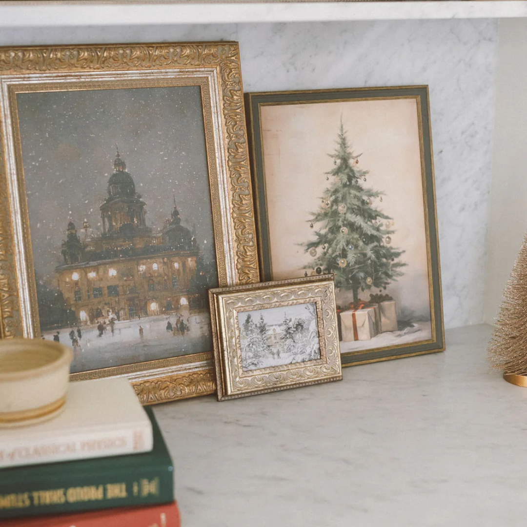 Snowy Stroll Framed Antique Inspired Art | By Luxe B Co