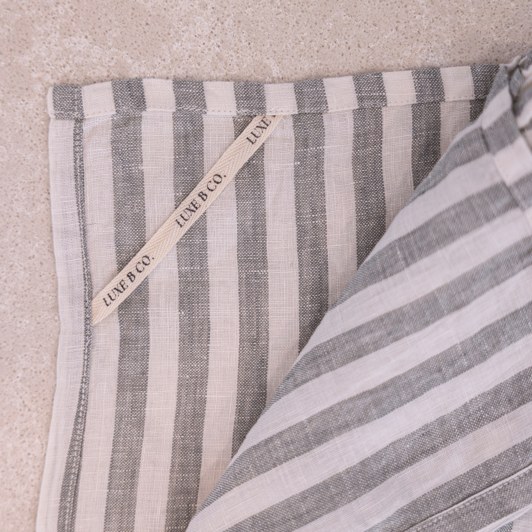 Soft Green Linen Ruffle DIsh Towel By Luxe B Co. 