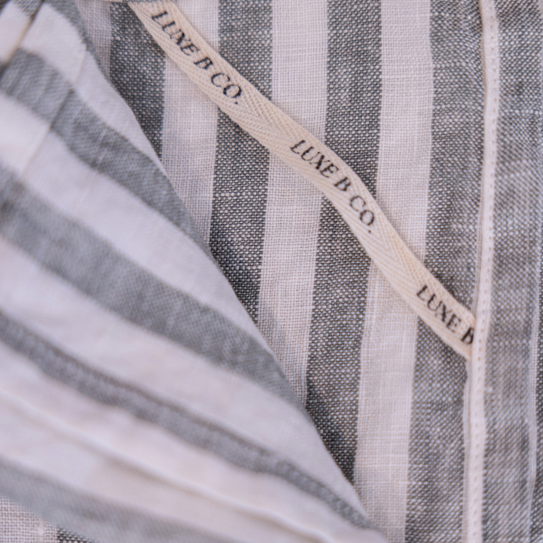 Soft Green Stripe Linen Napkin Set By Luxe B Co. 