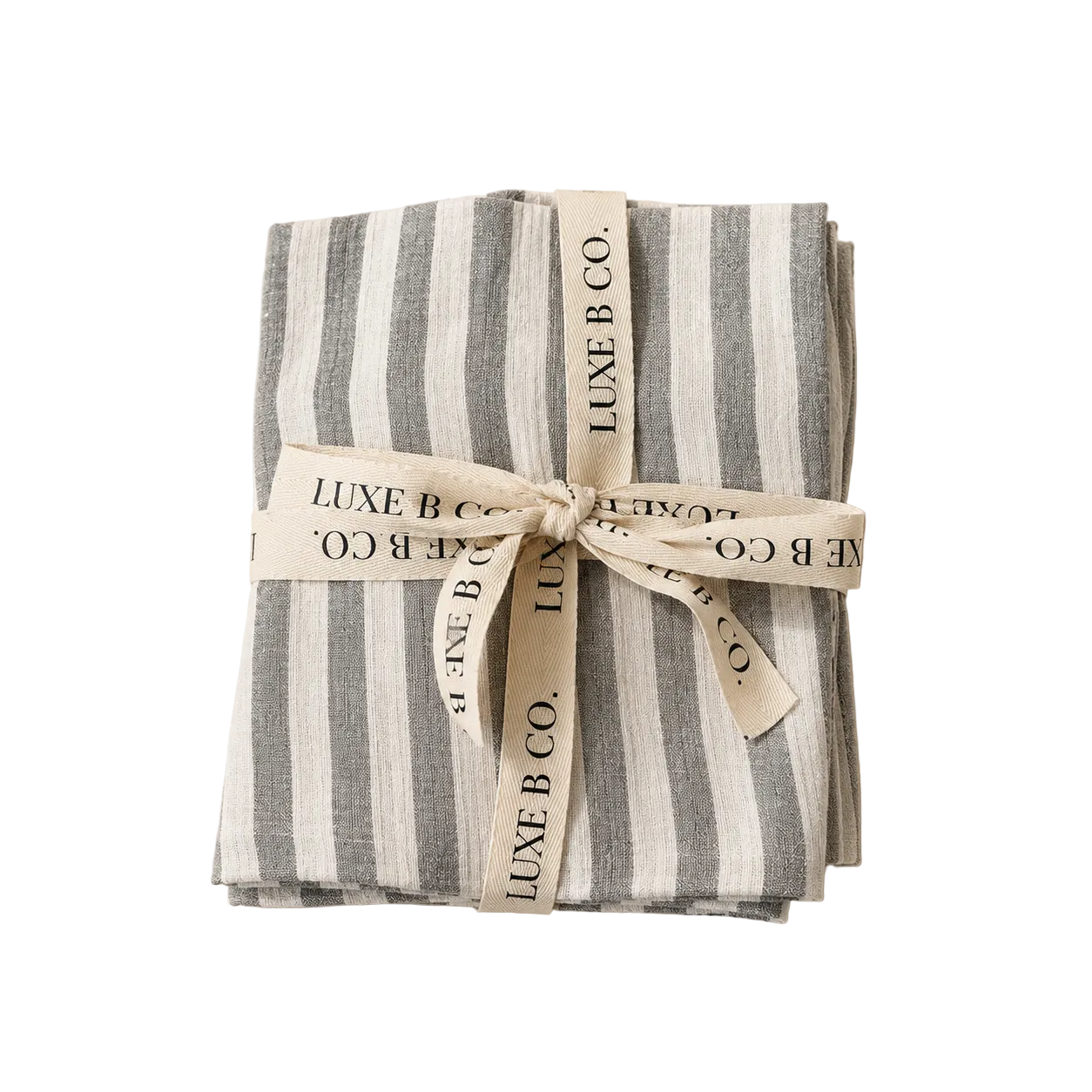 Soft Green Stripe Linen Napkin Set By Luxe B Co. 