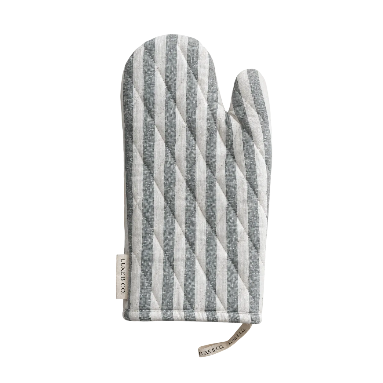 Soft Green Stripes Linen Oven Mitt By Luxe B Co. 