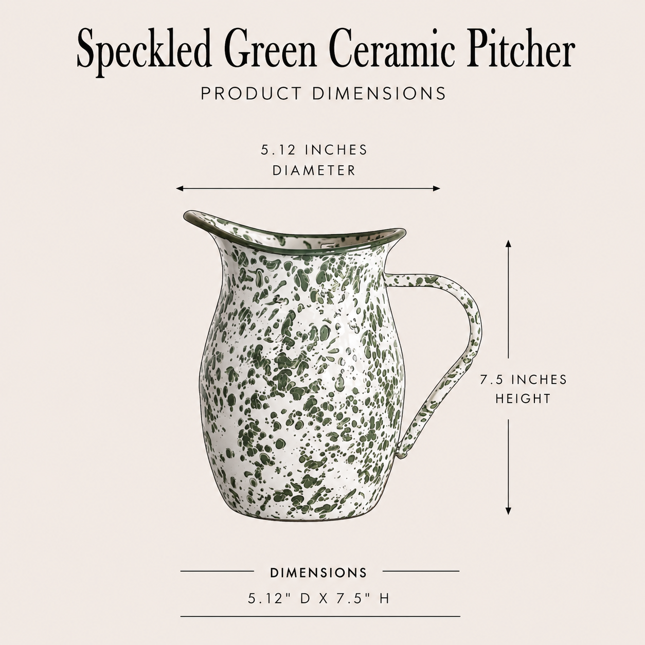 Speckled Green Ceramic Pitcher By Luxe B Co. 