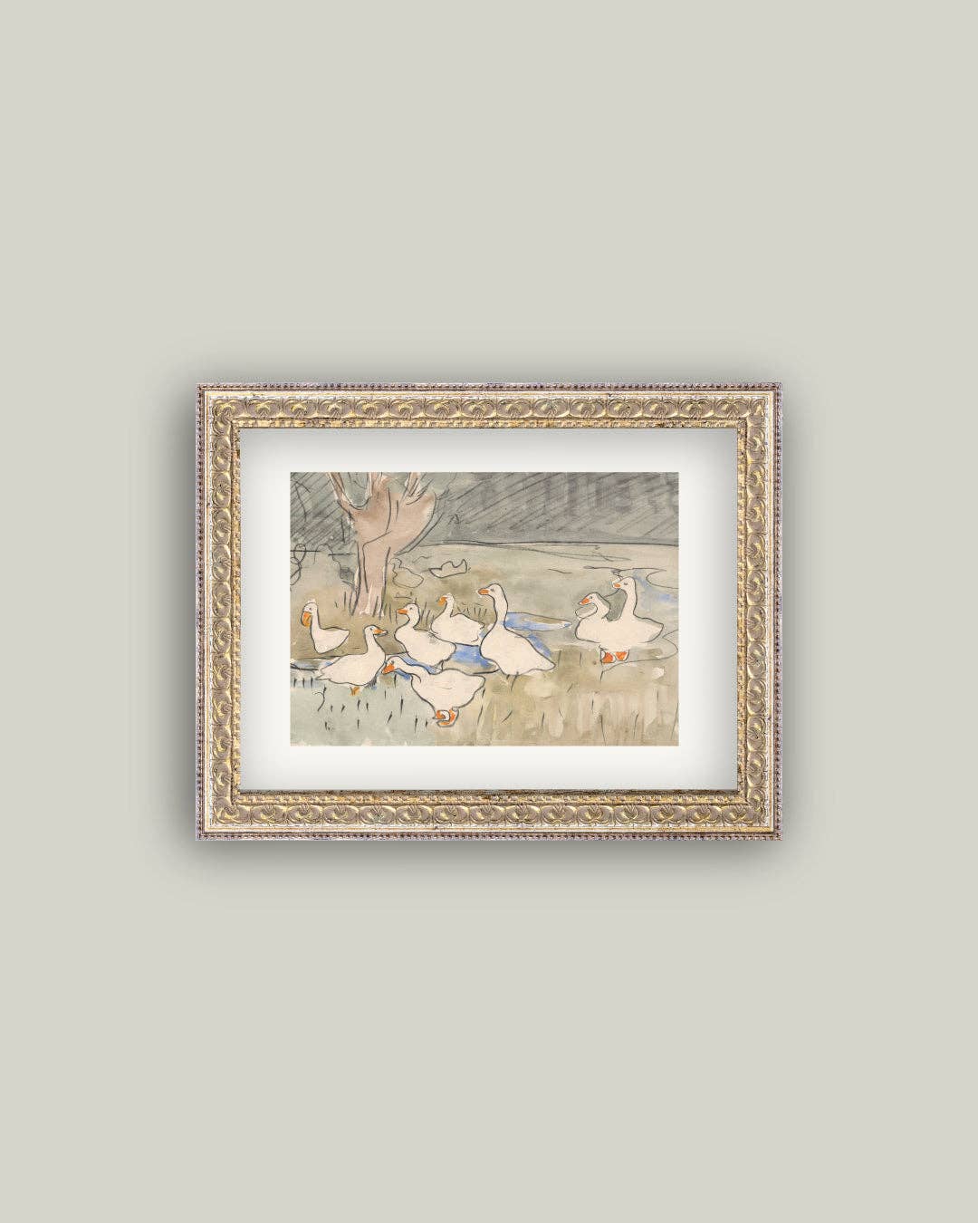 Spring Geese Framed Antique Art - Luxe B Co