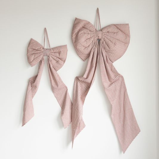 Oversized Cranberry Red Striped Bow
