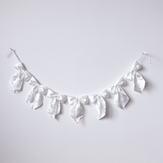 White Satin Bow Garland
