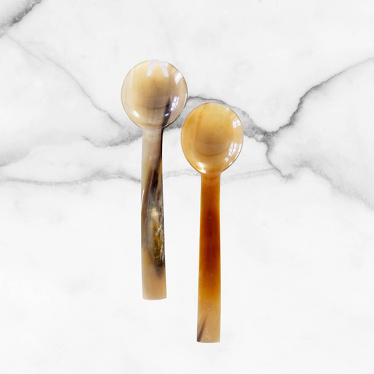Hand Cut Horn Salad Servers - Luxe B Co