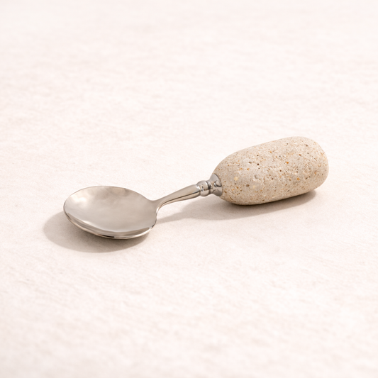 Stainless Steel & Stone Serving Spoon | By Luxe B Co. 