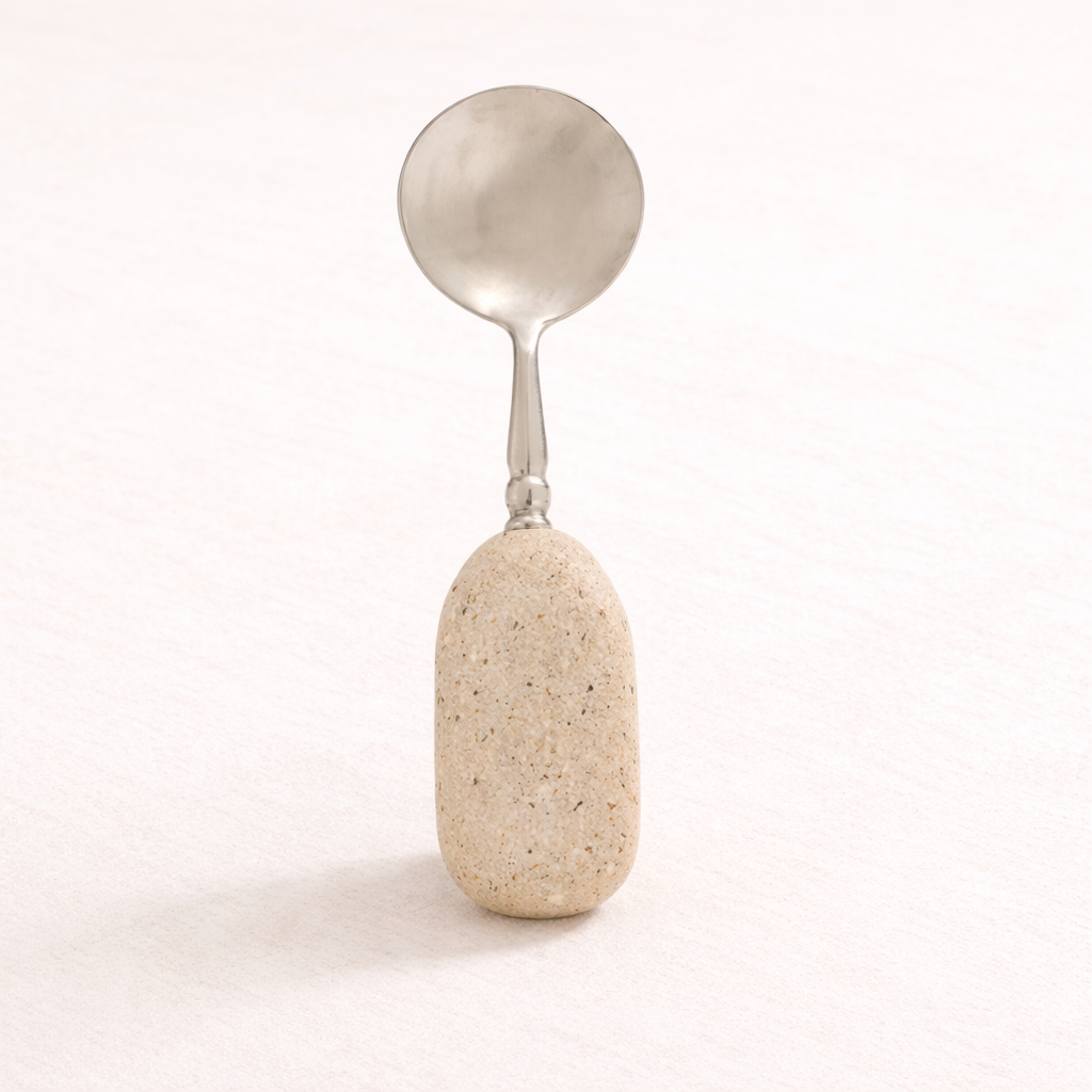 Stainless Steel & Stone Serving Spoon | By Luxe B Co.