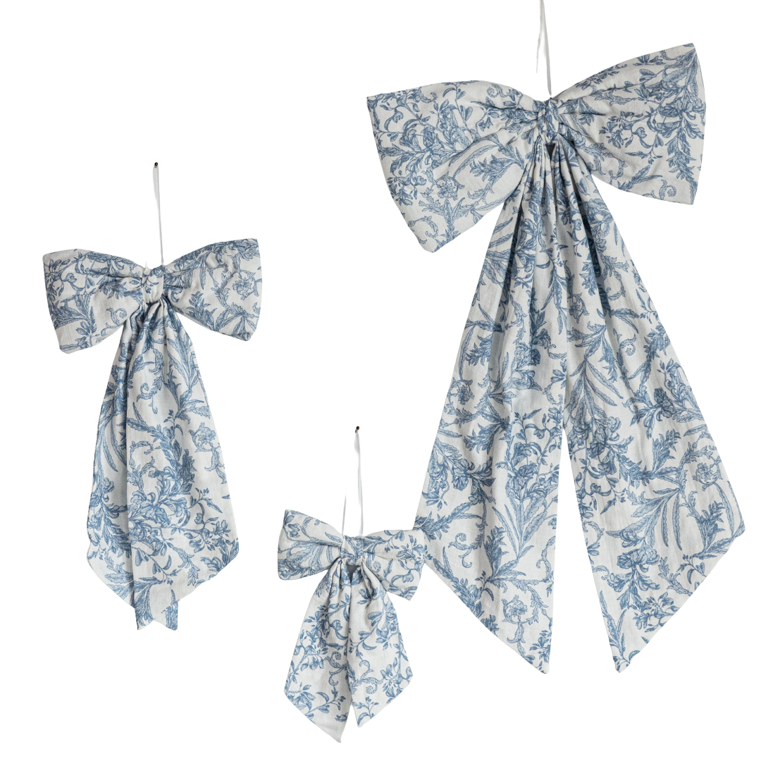 Striped Baby Blue Fabric Bows | By Luxe B Co.