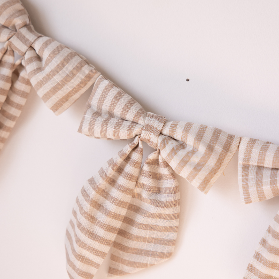 Striped Beige Sand Bow Garland | By Luxe B Co.