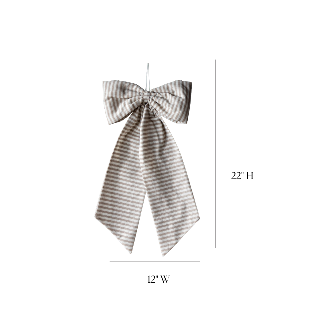 Striped Beige Sand Fabric Bows | By Luxe B Co.