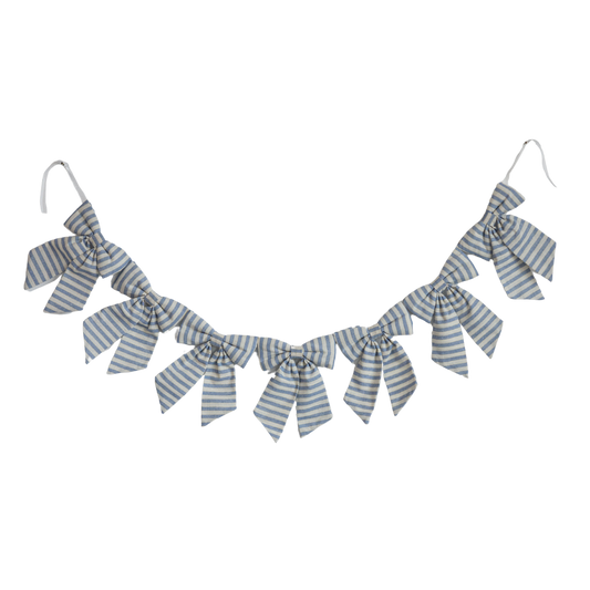 Striped Blue & Gold Bow Garland | By Luxe B Co.