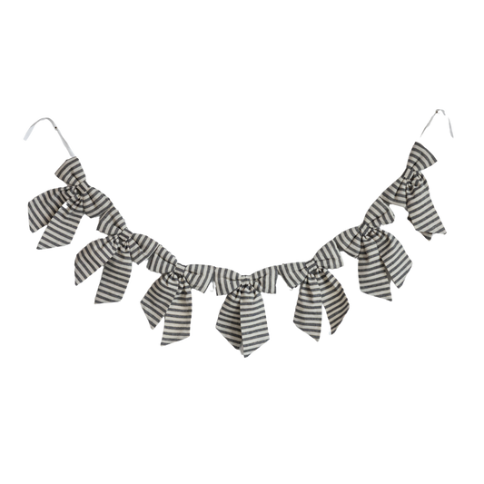 Striped Charcoal & Gold Bow Garland | By Luxe B Co.