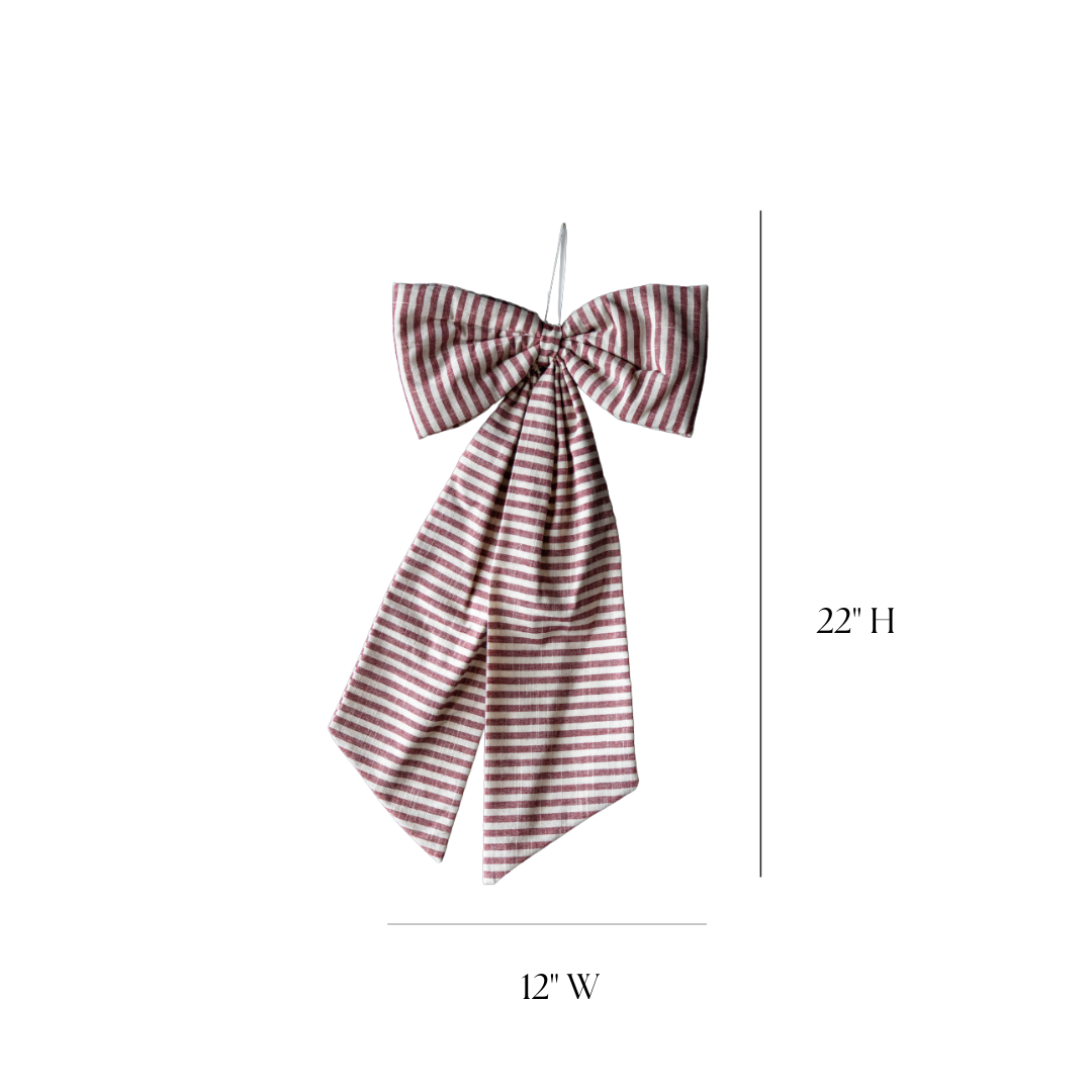 Striped Cranberry Red Fabric Bows | By Luxe B Co.