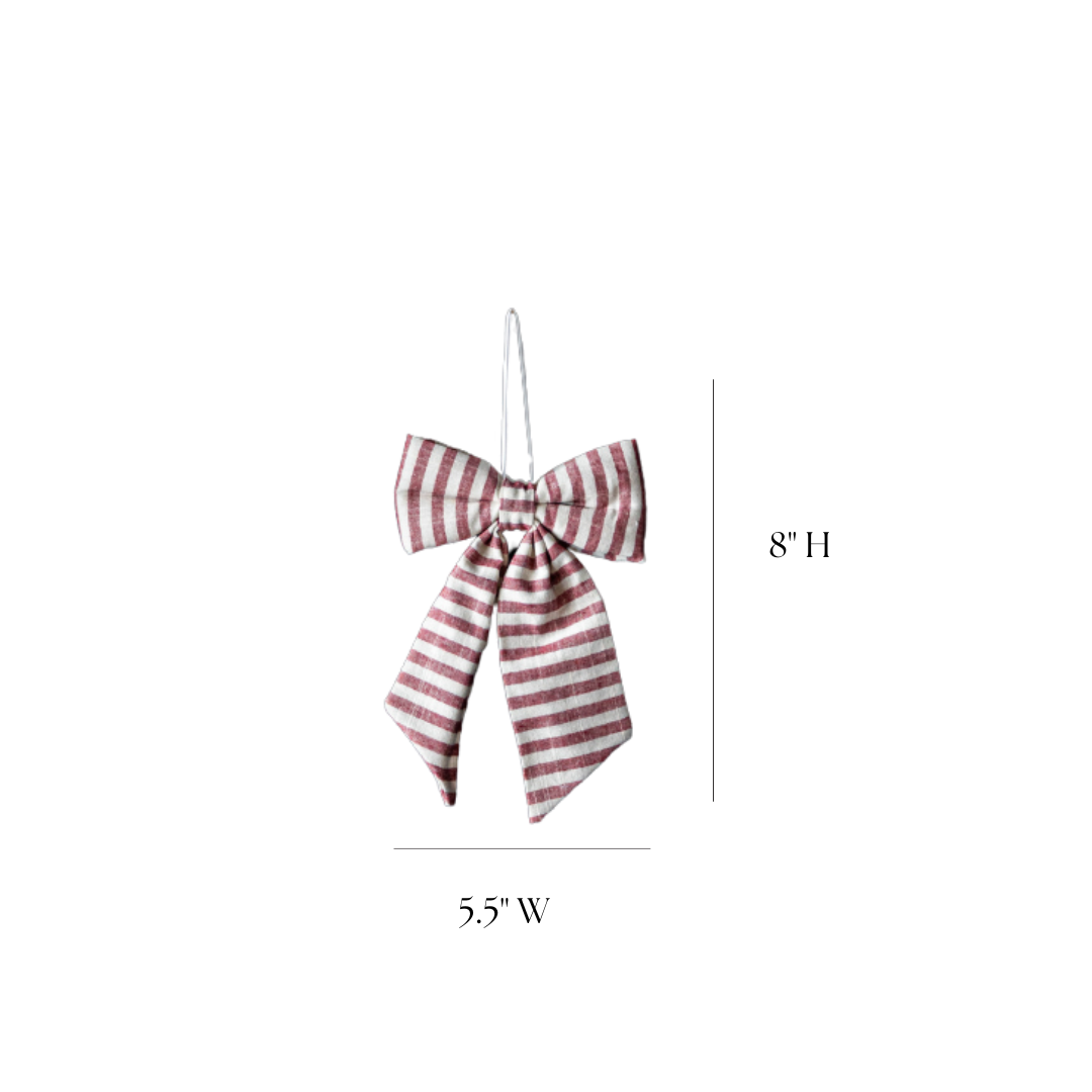Striped Cranberry Red Fabric Bows | By Luxe B Co.
