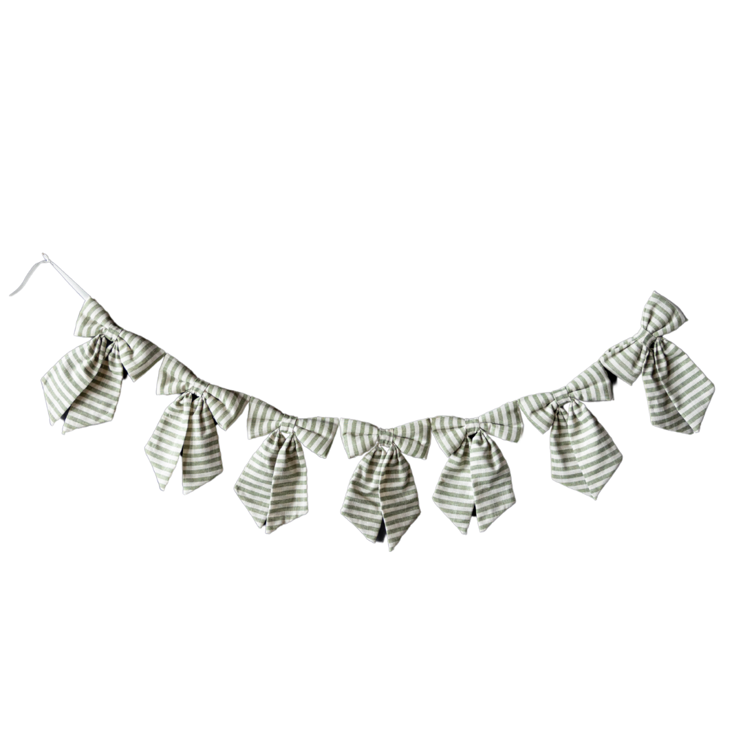 Striped Light Green Bow Garland - Luxe B Co