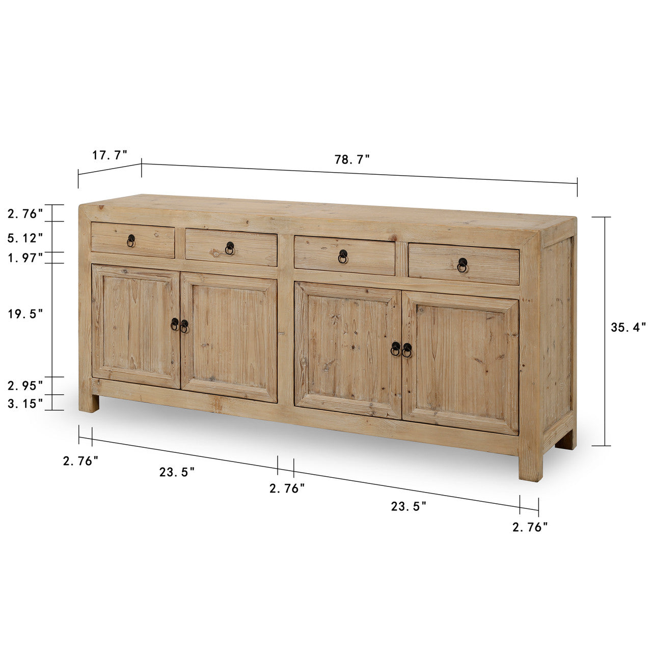 Tahoe Reclaimed Elm Wood Elm Console Natural | By Luxe B Co.