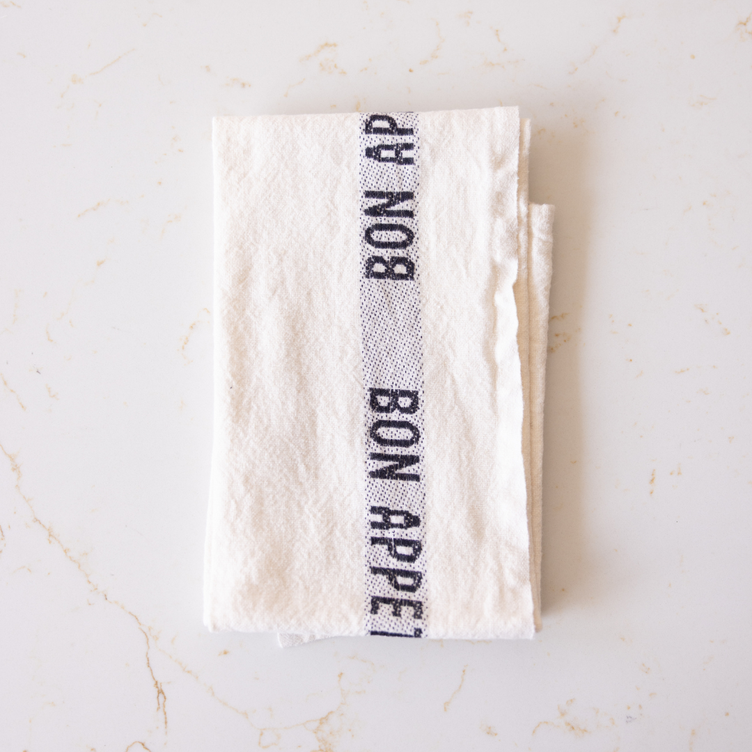 Tea Towel, Bon Appetit White Black | By Luxe B Co.