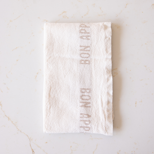 Tea Towel, Bon Appetit White Lin | By Luxe B Co.