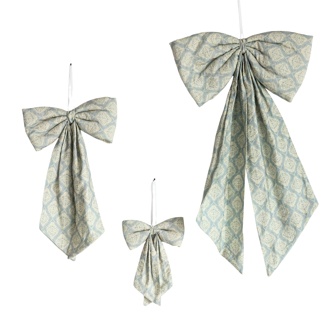 Teal Medallion Pattern Fabric Bows| By Luxe B Co.