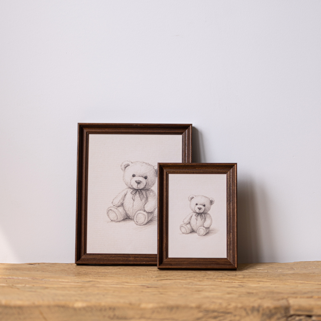 Teddy Bear Sketch | Antique Inspired Classic Westbury Framed Art By Luxe B Co. 