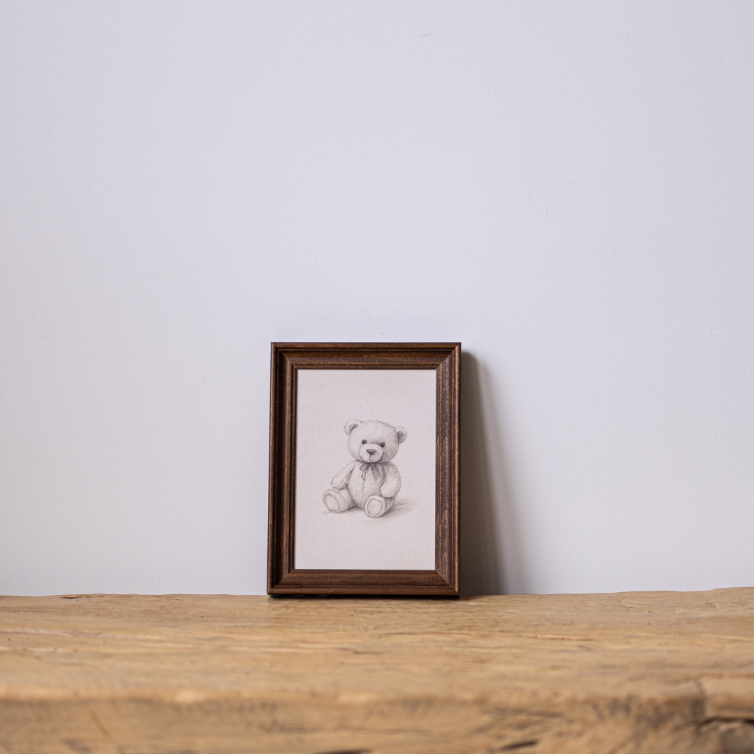 Teddy Bear Sketch | Antique Inspired Classic Westbury Framed Art By Luxe B Co. 