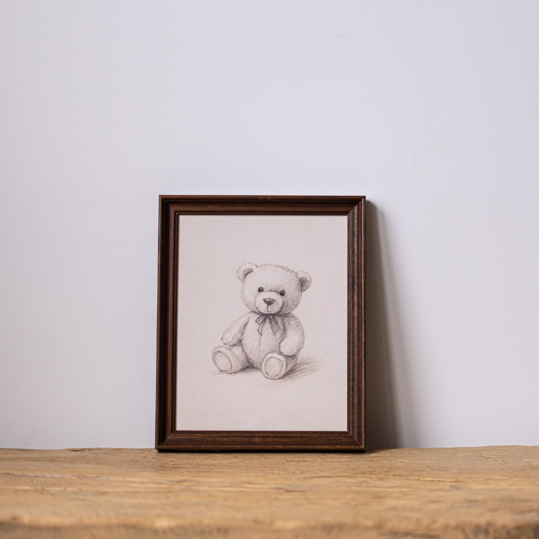 Teddy Bear Sketch | Antique Inspired Classic Westbury Framed Art By Luxe B Co. 