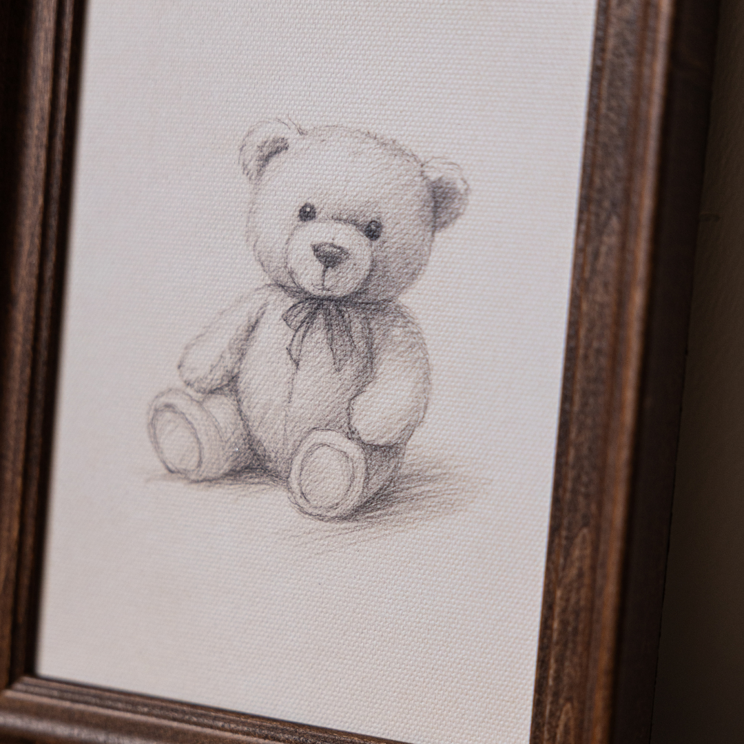 Teddy Bear Sketch | Antique Inspired Classic Westbury Framed Art By Luxe B Co. 